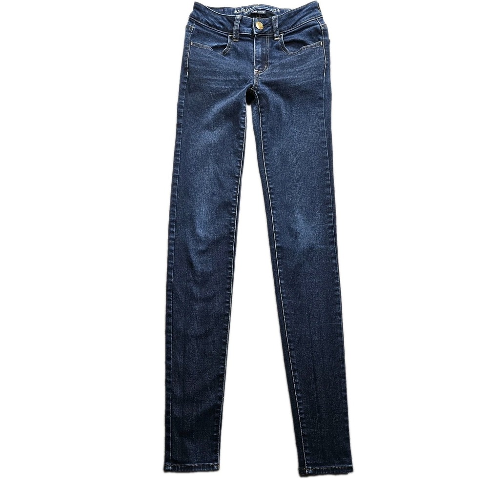 American Eagle Low Rise Jegging Jeans Womens 0 X-Long Blue Dark Stretch 24x32